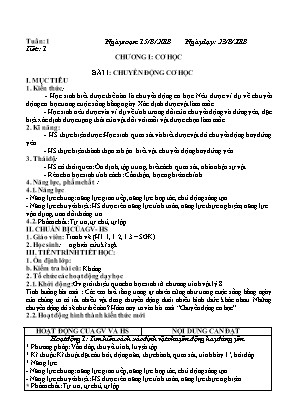 Giáo án Vật lý Lớp 8 - Tiết 1 đến 6 - Năm học 2018-2019